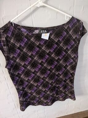 Women's Purple Plaid Sleeveless Top